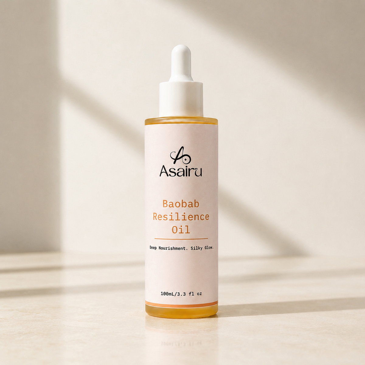 Asairu Baobab Resilience Oil bottle, 100ml cold-pressed facial oil
