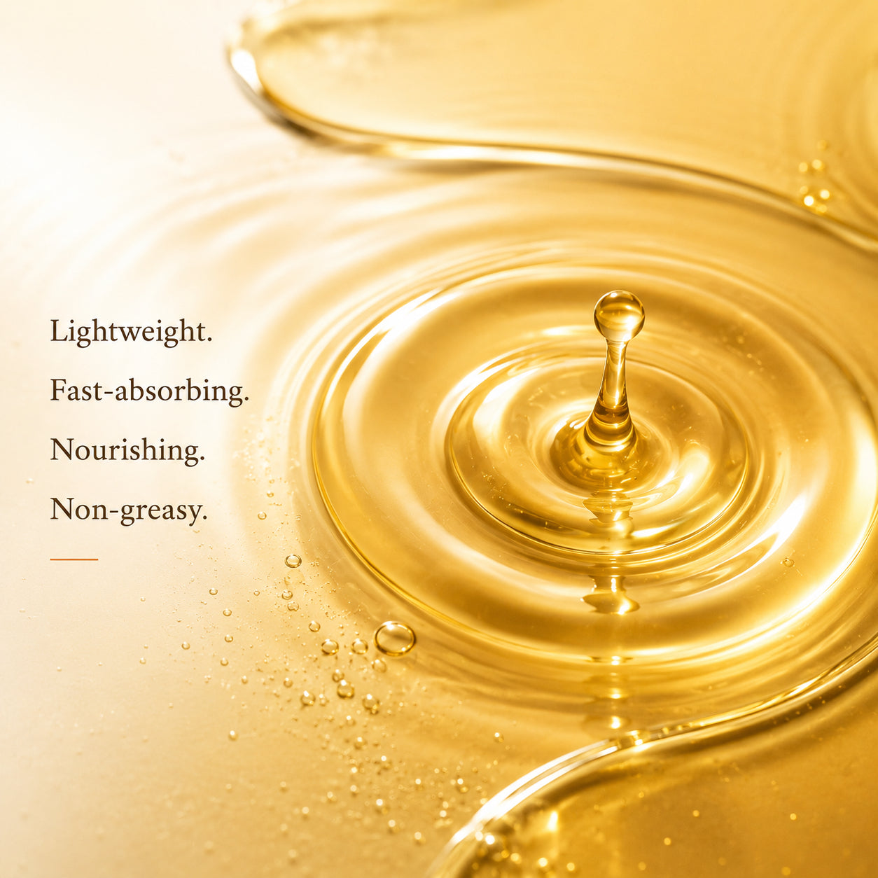 Baobab Resilience Oil golden droplet, lightweight and non-greasy formula