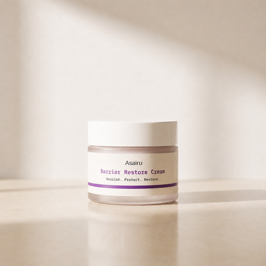 Asairu Barrier Restore Cream jar 50ml, daily moisturiser with ceramides